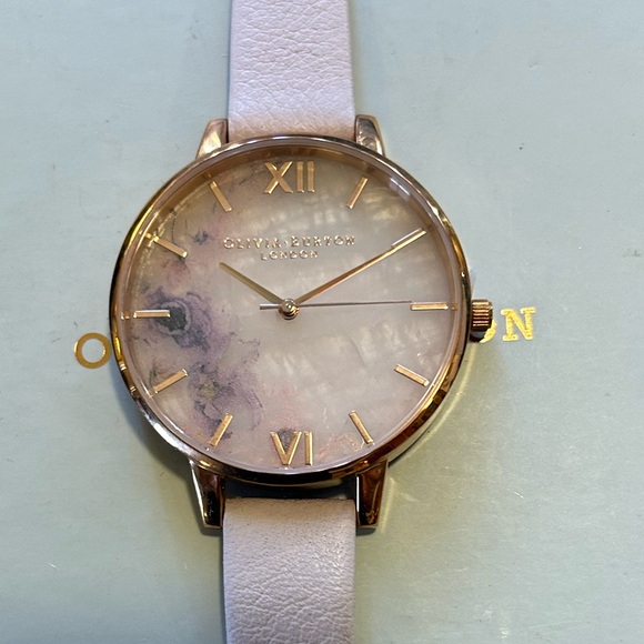 OLIVIA BURTON WATCH WITH 38MM SEMI PRECIOUS STONE FACE WITH FLORALS. - Picture 2 of 6